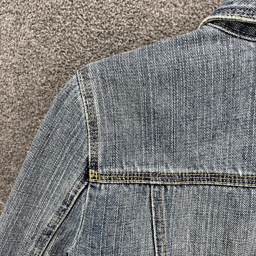 HOLLISTER CO‎ Denim Jacket Girls Juniors Small distressed Tropical lined